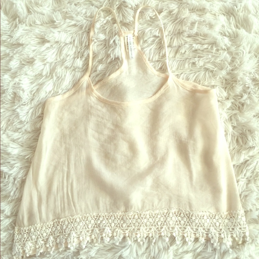 SM Cream embroidered lace  tank
